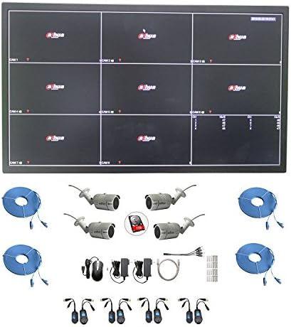 Dahua idmss 8ch XVR DHI-XVR4108HS KIT with 4 pcs of edssz bullet wall ceiling camera 8ch dahua xvr 4 cables 22 inch Security Monitor 1TB hard disk installed