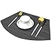 Bright Dream Wedge Placemats for Round Kitchen Table Woven Vinyl Non Slip Plastic Table Mats Set of 4（Black）