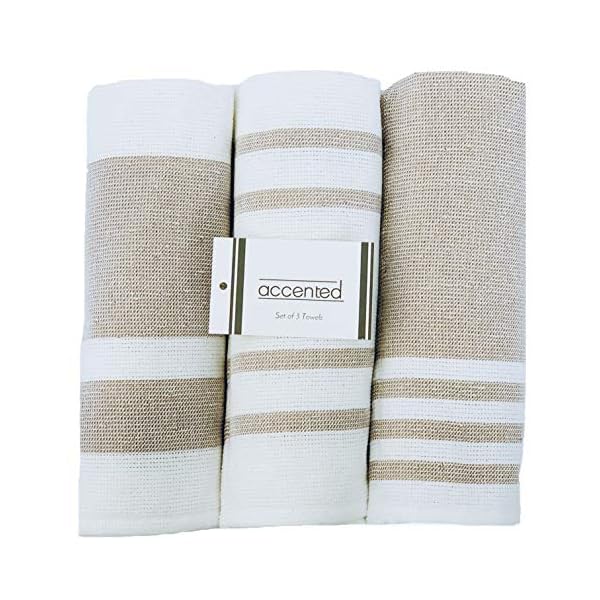 The Accented Co. Kitchen Towels, Set of 3 Thick, Absorbent, Fast