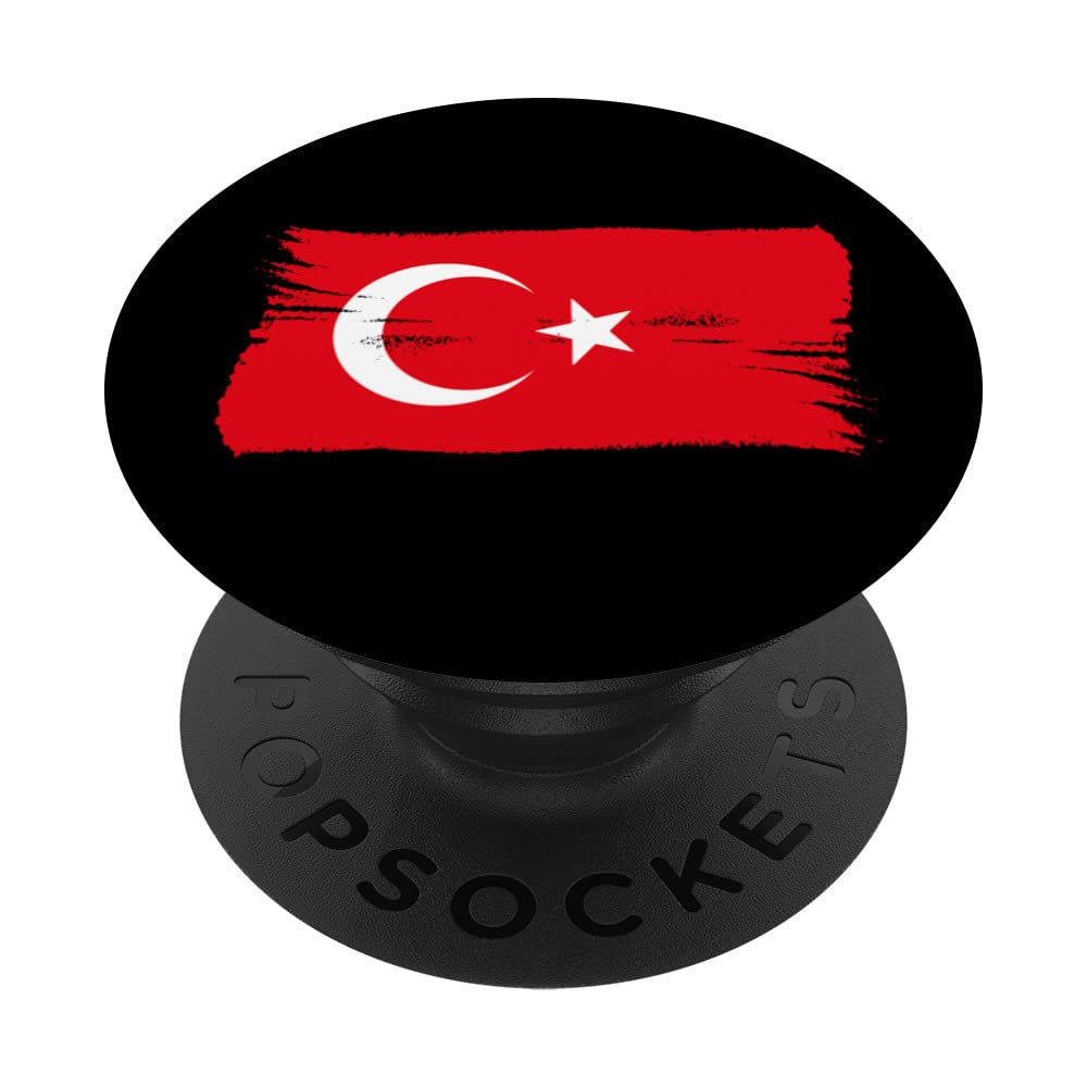 Bayrak Bayragi Vintage Brush Style Turkish Flag Turkey PopSockets Swappable PopGrip