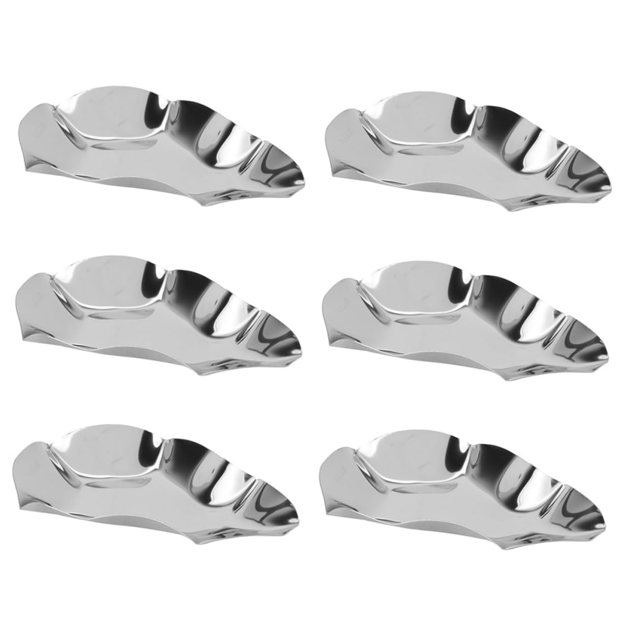 HOMSFOU Stainless Steel Oyster Shell Dipping Sauce Dishes Set Small Condiment Bowls for Seafood and Barbecue Stackable Oven Safe