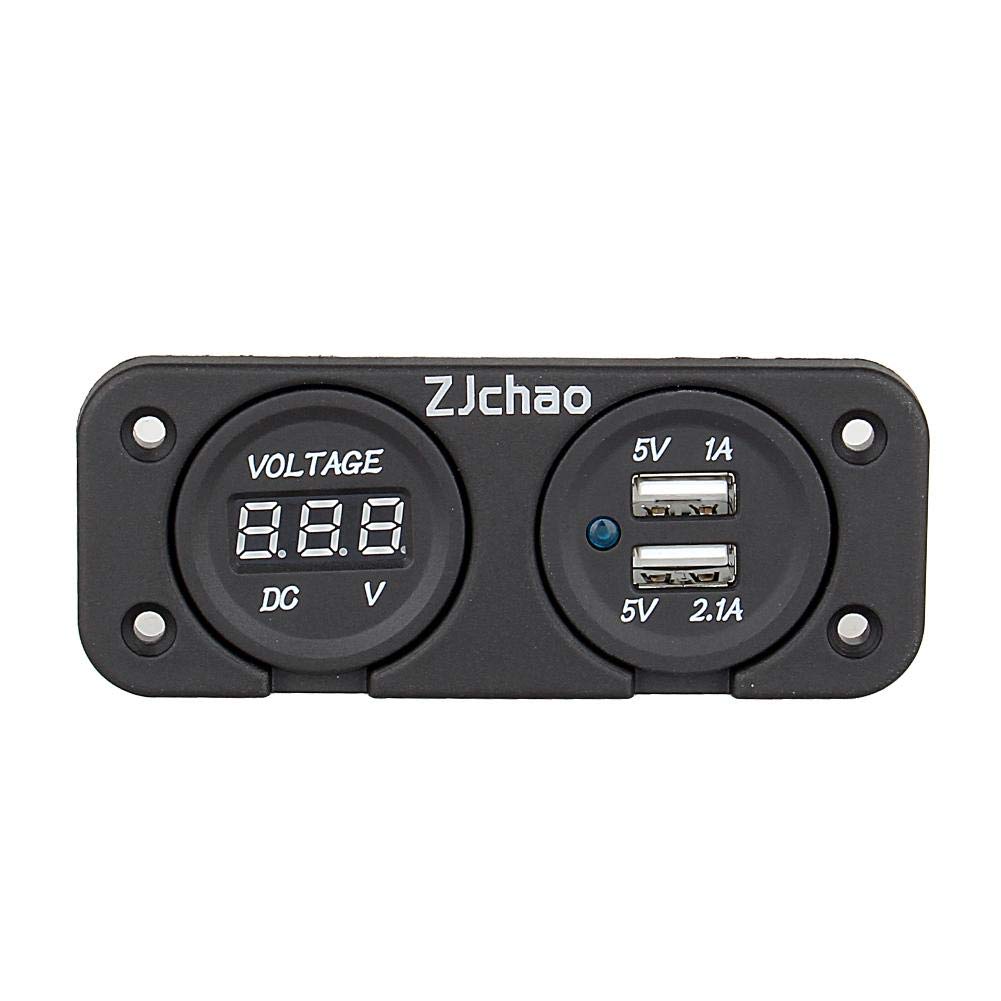 2 USB Socket Digital Voltmeter, LED Digital Display Voltmeter for Car Boat Marine other instruments