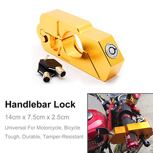 Soosee Motorcycle Lock - Universal  alloy CNC Motorcycle Handle Throttle Grip Security Lock with 2 Keys to Secure a Bike, Scooter, Moped or ATV in Under 5 Seconds (Gold) - Thumbnail 3