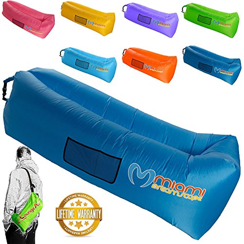 ZLoungeAir Inflatable Couch - Portable Lightweight Durable Fun Outdoor Air Lounger - Inflatable Lounge Float for Beach Camping Pool Picnic Park Festivals Travel - No Pump Needed (Blue)