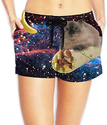 Space Mexican Roll Cat Women's Beach Board Shorts Quick -drying Summer Swim Trunks Cargo Shorts
