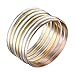 Castillna Set of 7 Tri-Color Silver / Gold / Rose Gold Stainless Steel Bangle Bracelet