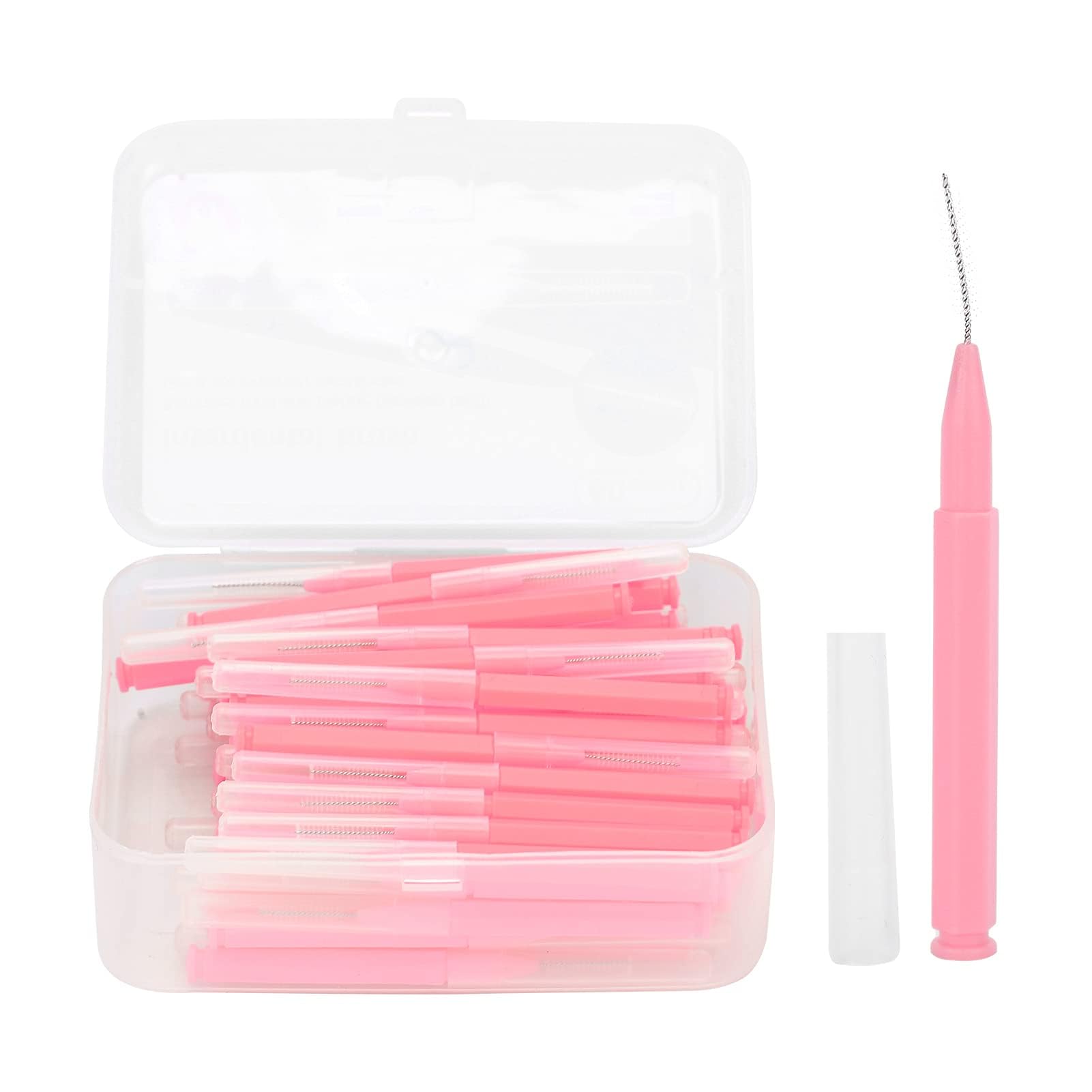 60Pcs Braces Brush for Cleaner, Interdental Brush Soft Dental Tooth Picks Floss Sticks Toothpick Dental Teeth Flossing Head Oral Dental Hygiene Flosser Cleaning Tool for Braces Oral Cleaning, Pink