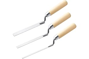 Lothee 3 Pieces Tuck Pointer Trowel Set with Wood Handle, 6-3/4" by 1/4", 3/8", 1/2", Professional Mortar Repair and Masonry Tools for Tuck Pointing