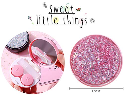 Stylish Cute Quicksand Contact Lens Case,Portable Travel Contact Lens Case Eye Care Kit Set Container Box Holder 1PCS (Pink-2) - Thumbnail 3