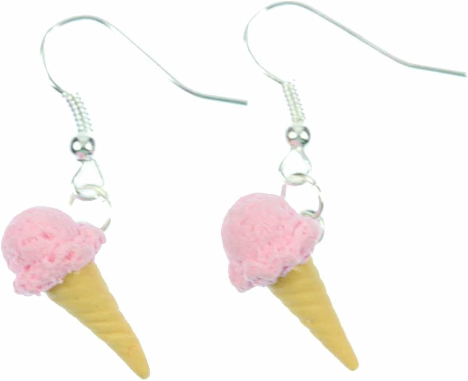 Ice Earrings Miniblings Cream Scoop Waffle Sstrawberry Summer Pink