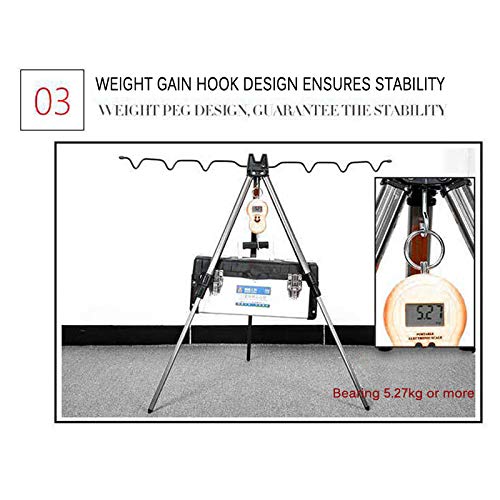 Vangonee Support Pour Cannes à Pêche Télescopique En Alliage D’aluminium 3 Sections Pliable Trépied Réglable Pour Pêche…