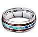 FIBO STEEL 8MM Titanium Wedding Band Ring for Men Women Wood and Abalone Shell Inlaid Size 7-14