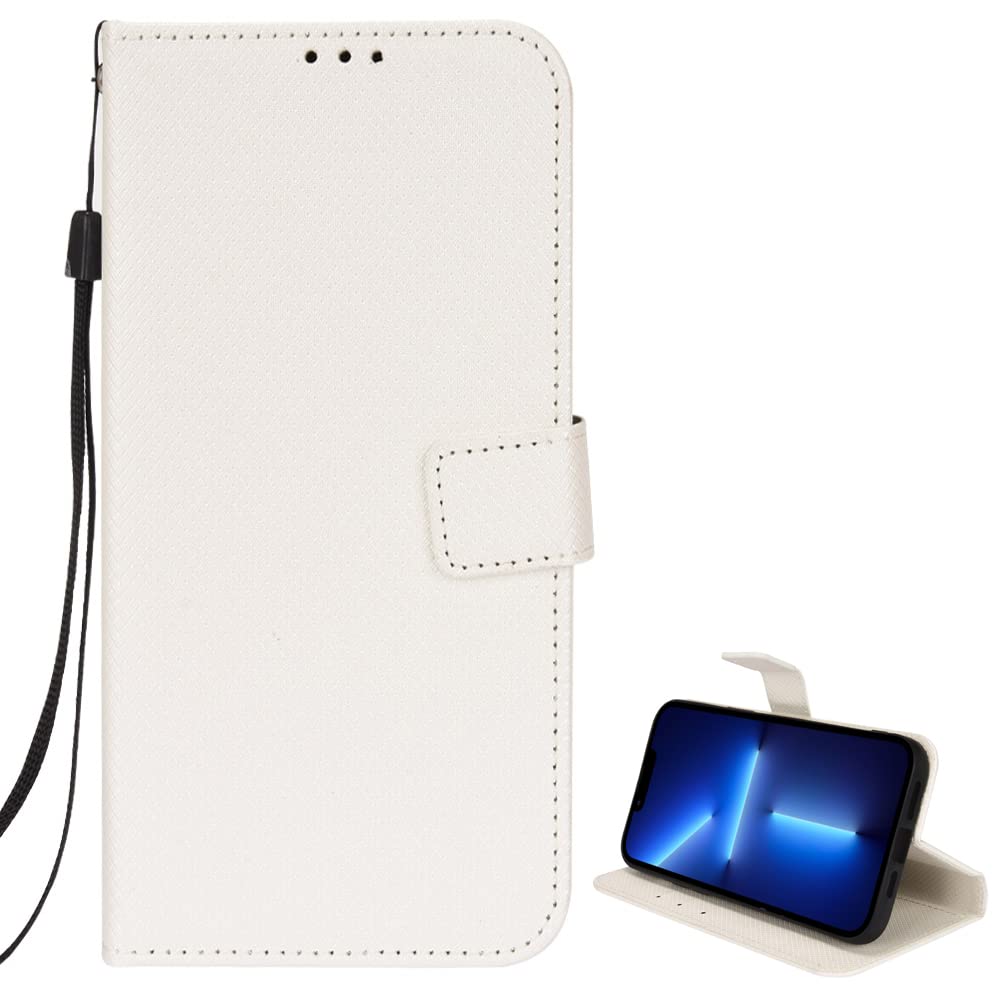 BeyondTop Cover for Oukitel WP15 Wallet Case, Oukitel WP15 Diamond pattern wallet phone case, with Kickstand and Card slot Leather Case for Oukitel WP15 (White)