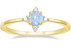 SHINYSO 14K Gold Plated Wedding Band for Women Thin Stackable Rings Opal Dainty Cubic Zirconia CZ Promise Engagement Ring Size 4-10