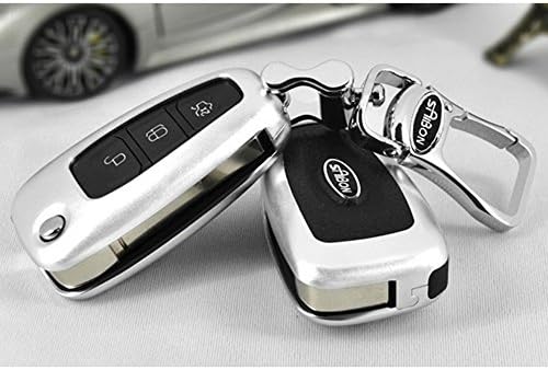 Silver Alumnium Metal Car Key Case Cover for Ford 3 Buttons 433MHZ 80Bit 4D63 Chip Flip Folding Key Remote Control