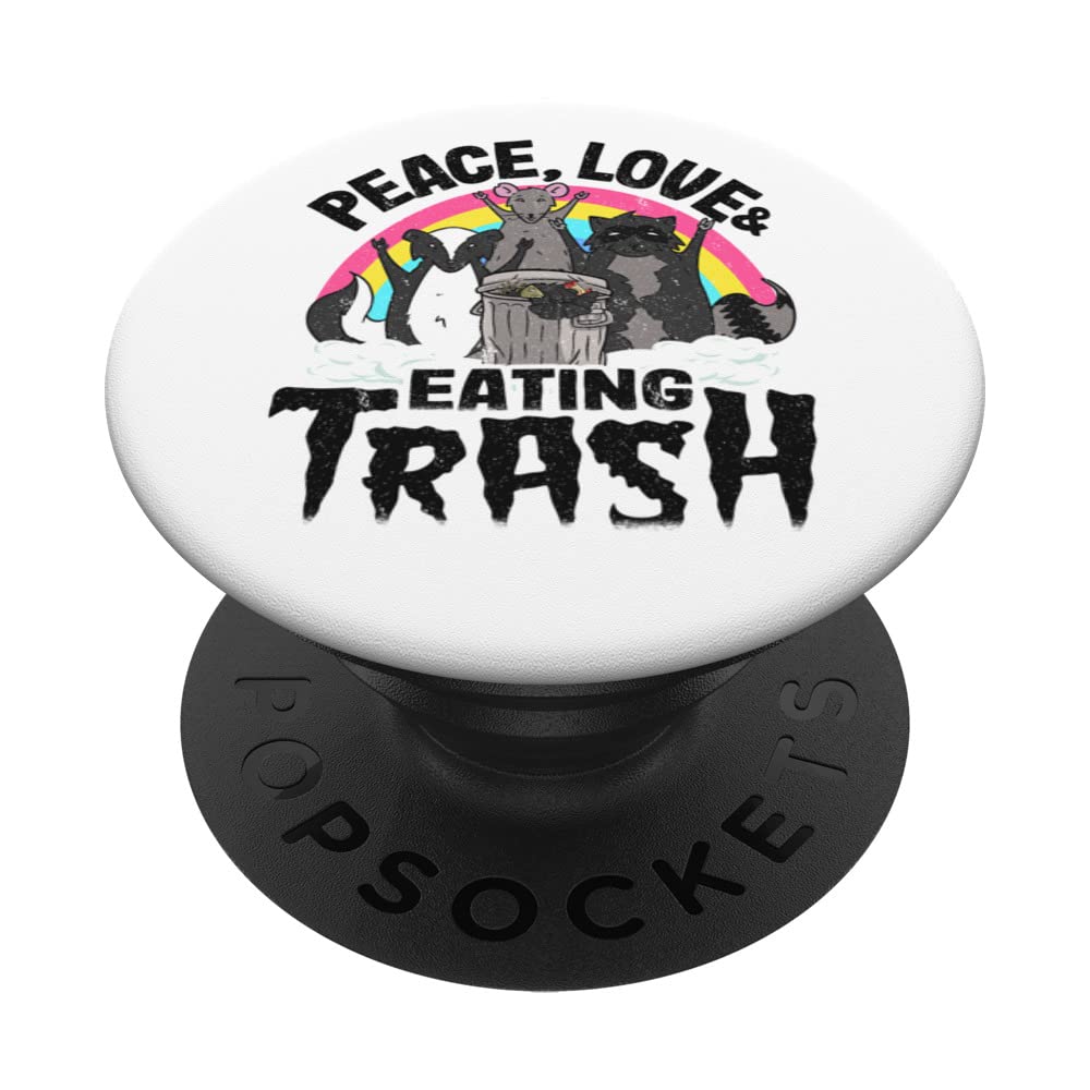 Peace Love & Eating Trash Band Kids Punk Band Metal Rainbow PopSockets Swappable PopGrip