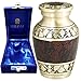 Mini Funeral Keepsake Urns, Small Cremation Urn for Human Ashes - Brass Hand Engraved - Fits a Small Amount of Cremated Remains - Burial Urn at Home or Office (Tranquility Brown)