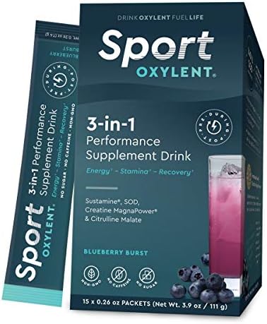 Oxylent Sport 3 in 1 Supplement Drink (Sparkling Berries Flavour, 15 Stick Packets)