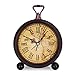 Vintage Retro Living Room Decorative Non-Ticking, Sweep Second Hand, Quartz, Analog Large Numerals Bedside Table Desk Alarm Clock, Battery Operated (World Map)