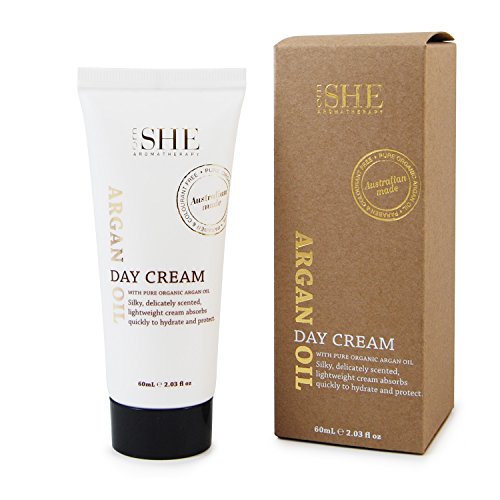 Om She Aromatherapy - Argan Oil Day Cream 2.03 fl oz (60ml) - Pure - Organic - Paraben Free - Cruelty Free - CoQ10 - Hydrating - Nourishing