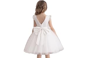 KAQININI Flower Girl Dress Wedding Guest Ruffle Tulle Satin Party Birthday Princess Dresses Pageant Gown Kids Short
