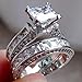 WensLTD Clearance! 2-in-1 Womens Vintage White Diamond Silver Engagement Wedding Band Ring Set (#9, Silver)