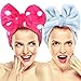 Hairizone 2 Pack Makeup Headbands for Washing Face Shower Spa, Soft and Cute Big Bow Hair Bands for Women and Girls (Light Blue/Roseo)