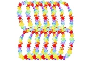 10 Pieces Hawaiian Leis Necklaces Colorful Hawaiian Flower Leis Necklaces for Party Decorations Beach Party Supplies Floral F