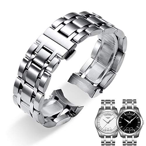 Tissot Stainless Steel Watch Band for T035 CHIMAERA 19mm 22mm 23mm 24mm Strap Deployment Butterfly Clasp (Silver-24mm)
