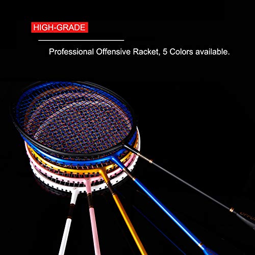 OPPUM Graphite Badminton Racket Integral Moulding Craft Racket Full Carbon Fiber Material Lightweight 1 Player Badminton Racquet-Black