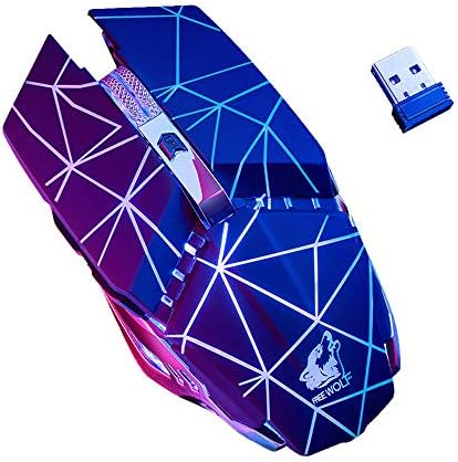 Wireless Mouse + USB Receiver for Laptop PC,2.4GHz 1600DPI 6 Buttons Mechanical Mute Rechargeable LED Backlit Mice White