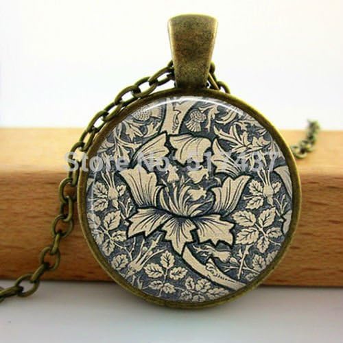 Pretty Lee 2015 New Fashion Art Glass Cabochon Necklace Flower Glass Necklace Grey And Cream Flower Handmade Pendant Glass Dome Necklace