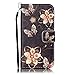 Urberry iPhone SE/5s/5 Wallet Case, 3D Wallet Stand Feature Flip Book Case for iPhone 5s/5/SE with a Free Screen Protector (Black flower)