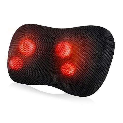 MaxKare Neck and Back Massager Massage Pillow with Heat, Shiatsu and Deep Tissue Kneading Massager for Cervical, Shoulder, Waist, Muscle Pain Relief, Relaxation in Car Home and Office