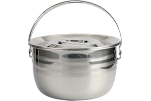 LIFKOME Stainless Steel Camping Pot with Lid Lifter Handle Portable Cooking Camp Cookware Pot for Outdoor Use, BBQ, Basting, 