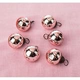 Luna Bazaar Mini Mercury Glass Ball Ornaments (1 to 1.5-Inch, Rose Gold Pink, Ava Design, Set of 6) -Great Gift Idea, Vintage-Style Decorations for Christmas, Special Occasions, Home Decor and Parties