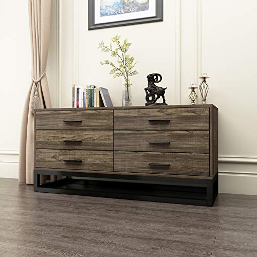image for DlandHome Wood Dressers 47.2 inches Storage Cabinet with Drawers Conso