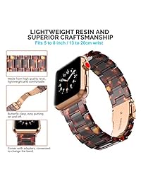Correa de repuesto de aleación de aluminio para Apple Watch de 1.654 in, Wearlizer, iWatch, correa de acero inoxidable para Apple Watch Series 3, Series 2, Series 1, Sport, Edition, 38 mm, Tortoise