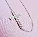 Silver Sideways Cross Pendant Necklace .925 Sterling Silver Women's 16