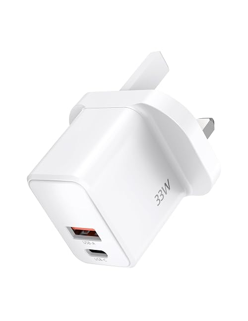 TECKNET 33W Fast Charger USB C,2-Port USB-C&USB-A USB Charger Plug UK Compatible with Samsung Galaxy S25/S24/S23/S22/S21& More[PPS Certified],iPhone 16/15/14 to 8,iPad Air/mini/pro,Pixel,HUAWEI