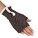 Sunward New Womens Lace Knitted Fingerless Gloves Arm Warmer Thumb Hole Mittens (Dark Grey button)