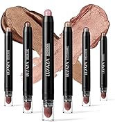 LUXAZA 6 PCS Neutral and Brown Metallic Eyeshadow Stick,Shimmer Cream Eyeshadow Pencil Crayon,Cha...