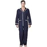 INTIMO Mens Herringbone Long Pajama Set with Piping