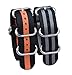 Watch Band NATO Straps 2Pcs Replacement Heavy Duty Nylon Straps with Stainless Steel Buckle (20, Black/Gray,Black/Orange)