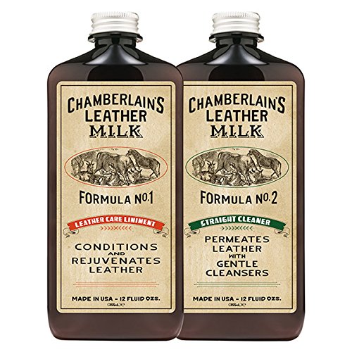 Leather Milk Leather Conditioner and Cleaner Kit - No. 1 - 2 Conditioner + Cleaner Kit - All Natural, Non-Toxic Leather Care. 2 Sizes. Made in the USA. Includes 2 Premium Restoration Pads!