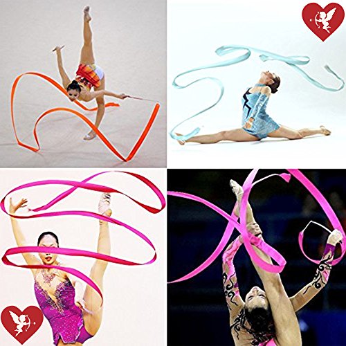 SS Cohen10 Colors Gymnastic Dance Ribbon Streamer 13.1-foot Dancing Baton Gym Rhythmic Ribbons with Wand Art Artistic Gymnastics Ballet Twirling Rod Stick for Women Girls Kids Baton Twirling - Thumbnail 6