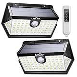 LITOM Solar Lights Outdoor with Remote Control, 3 Lighting Modes, 270°Wide Angle, IP67 Waterproof, Easy-to-Install Security Lights for Front Door, Yard, Garage, Deck, Fence-2 Pack