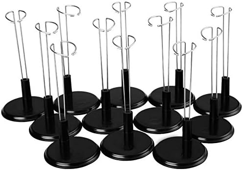 Utheing Baby Barbie Doll Stand, Black 12 PCS Adjustable Display Holder