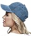 WINCAN Vintage Washed Dyed Cotton Twill Low Profile Adjustable Baseball Cap Denim 6 Panel Stitch Baseball Hat (Navy Blue)