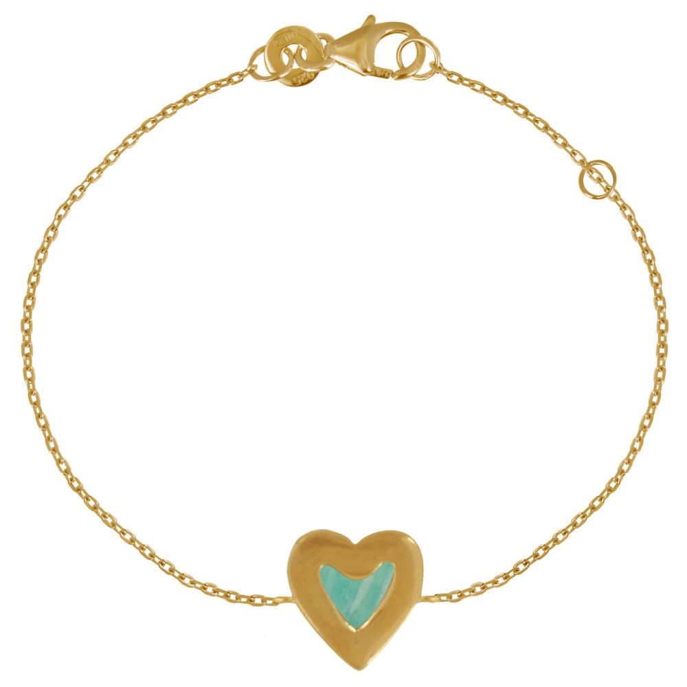 LES POULETTES BIJOUX - Gold Plated Bracelet Amazonite Heart
